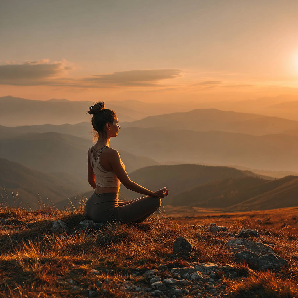 Жена практикува йога сутрин в природата