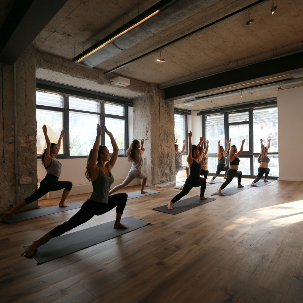 Йога инструктор демонстрира поза в спокойна обстановка